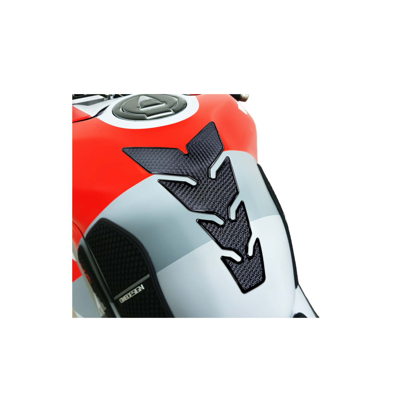 ONE Emblems Ultra-Thin Black Hexagon Tank Pad | Universal Motorcycle Tank Protector